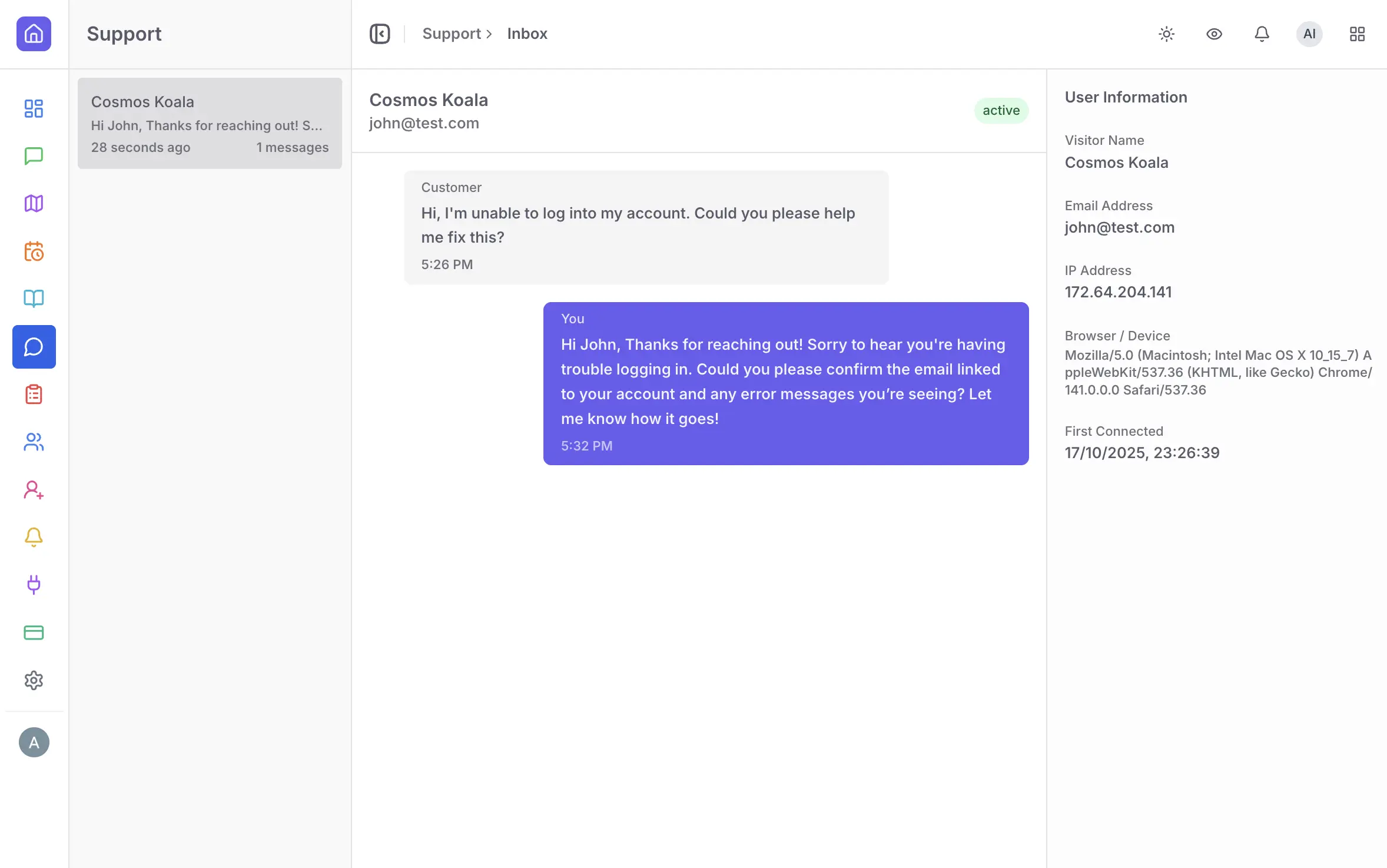 Interactive Support Mockup