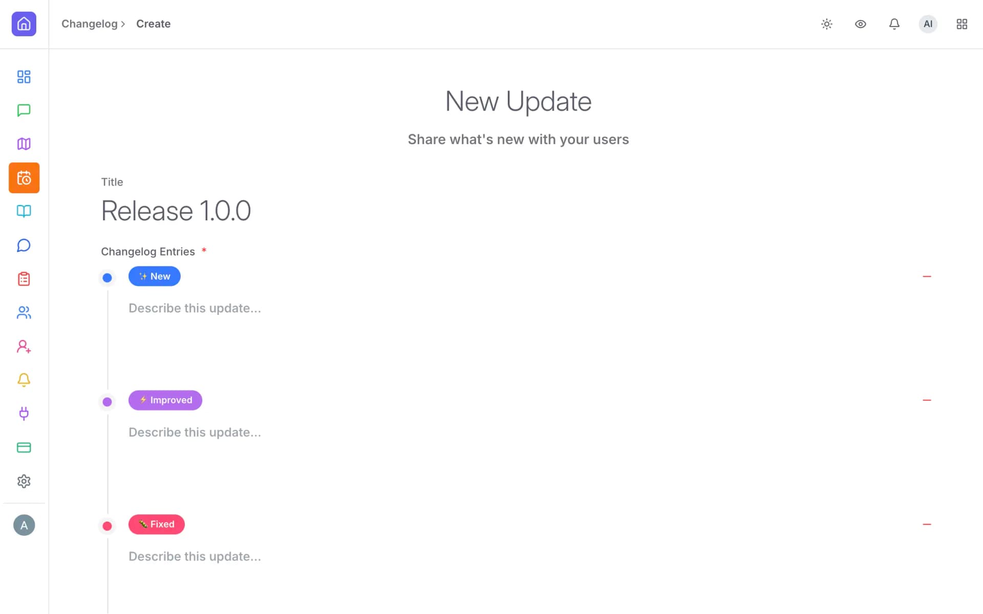 Interactive Changelog Mockup