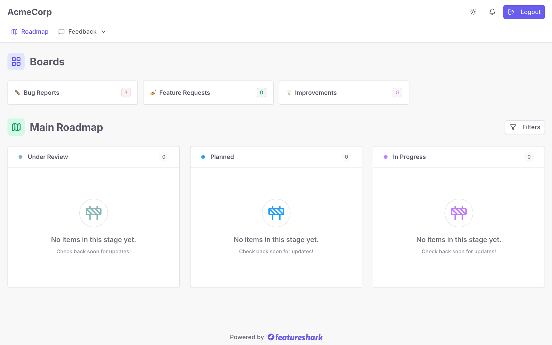 Interactive Roadmap Mockup
