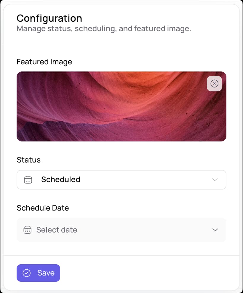 FeatureShark changelog publish and schedule controls