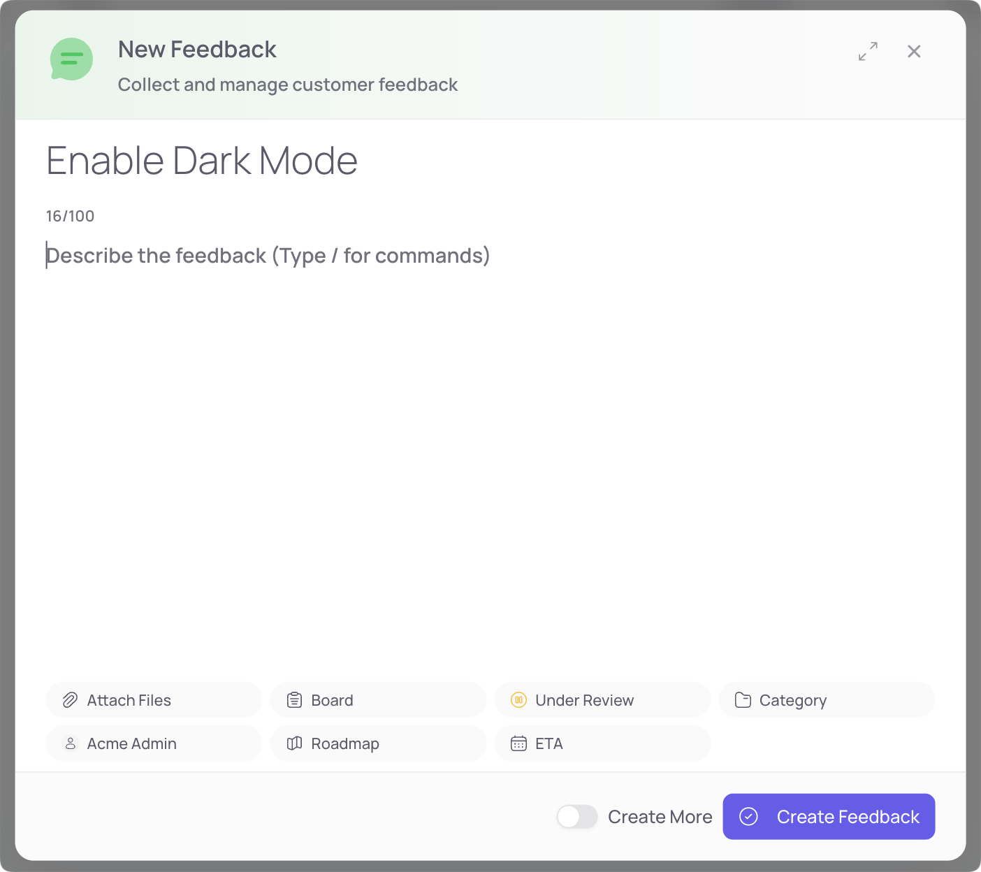 FeatureShark new feedback submission form